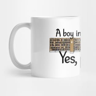 A boy in a bookstore? Yes, please! (front) Mug